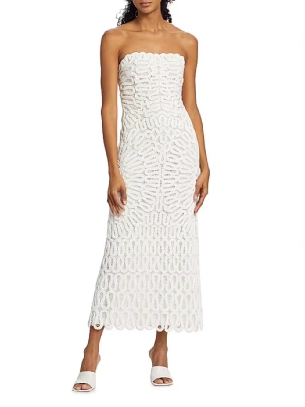 Jonathan Simkhai Elise Cage Crochet Embroidery Midi Dres